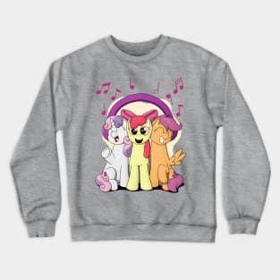 Cutie Mark Crusaders with Headphones Crewneck Sweatshirt